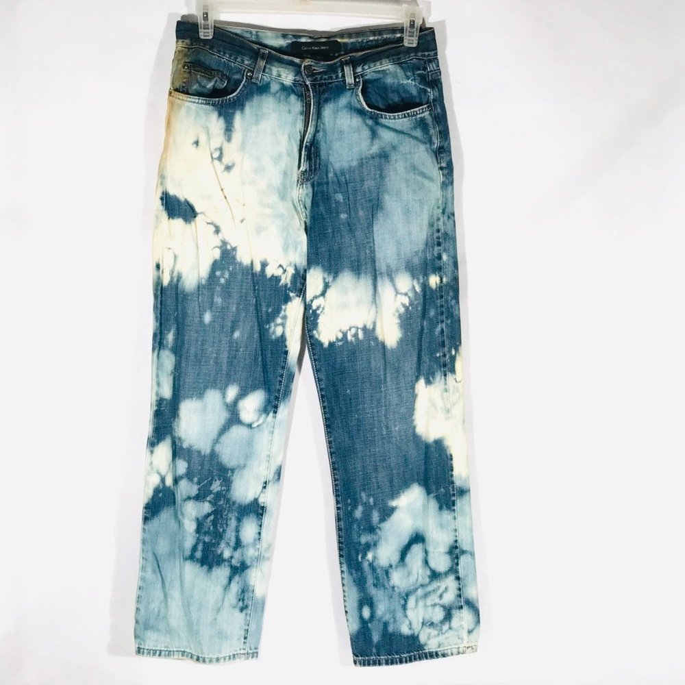 Calvin Klein Jeans Blue Acid Wash Tie Dye Size 32 - Picture 3 of 8